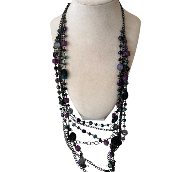 Jewelry - Elegant Multi-Layered‎ Purple and Black Necklace